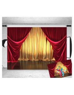 Fondo Fotográfico Qian 210x150 cm 3D Teatro Dorado y Rojo