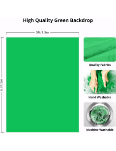 Pantalla Verde GVM 5x6.5ft con Soporte Ajustable y Clips 2