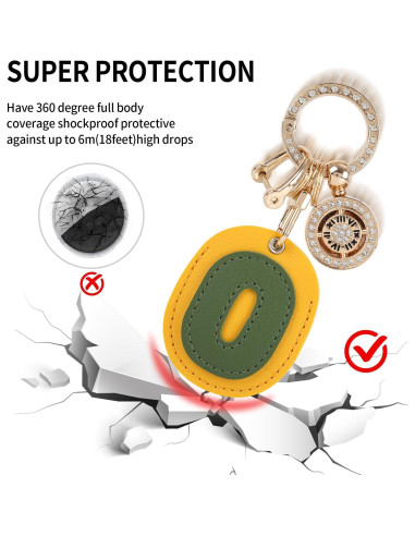 Funda de Cuero para AirTag ZZBBFDJY con Llave de Metal