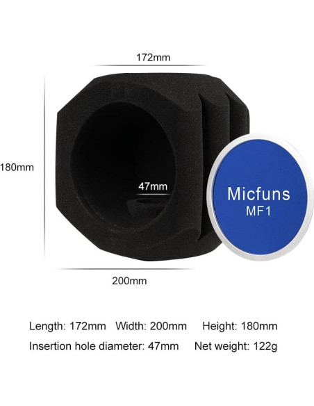 Filtro Antiviento para Micrófono Profesional - Espuma Acústica 4.5-6 cm Filtro Antiviento para Micrófono Profesional - Espuma Acústica 4.5-6 cm