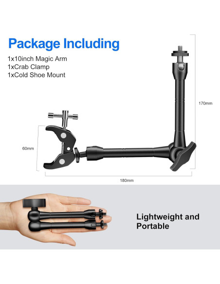 Soporte de Cámara Articulado EMART 25.4 cm Ajustable con Abrazadera Soporte de Cámara Articulado EMART 25.4 cm Ajustable con Abrazadera