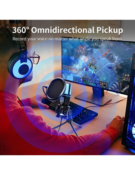 Micrófono USB RIKSOIN SF-666R con Trípode y Filtro Pop Micrófono USB RIKSOIN SF-666R con Trípode y Filtro Pop
