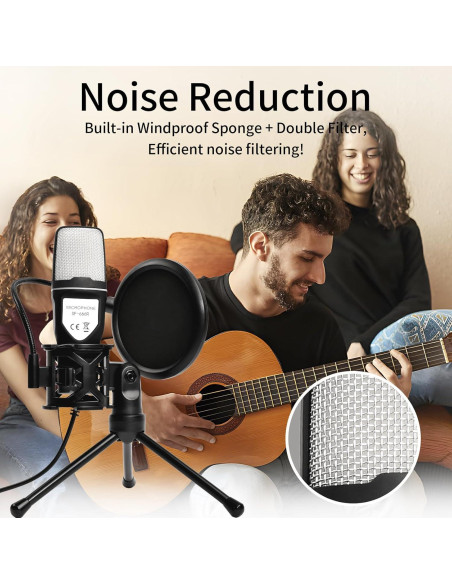 Micrófono USB RIKSOIN SF-666R con Trípode y Filtro Pop Micrófono USB RIKSOIN SF-666R con Trípode y Filtro Pop