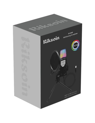 Micrófono USB RIKSOIN SF-666R con Trípode y Filtro Pop