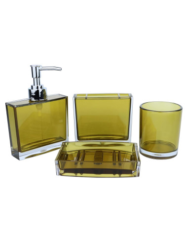 Juego de Accesorios de Baño ZOCOLOR 4 Piezas Acrílico Marrón