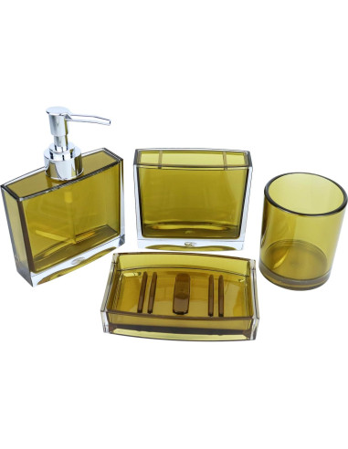 Juego de Accesorios de Baño ZOCOLOR 4 Piezas Acrílico Marrón
