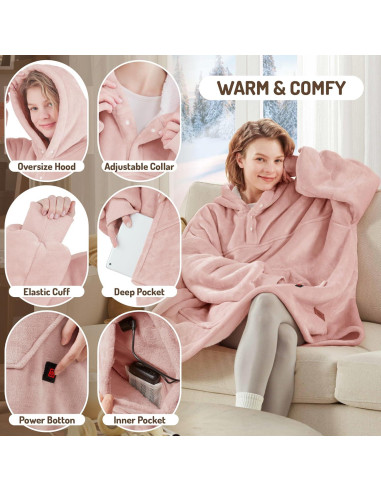 Sudadera Térmica Portátil Grados de Comodidad Rosa 96.5x81.3cm