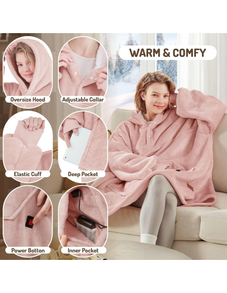 Sudadera Térmica Portátil Grados de Comodidad Rosa 96.5x81.3cm Sudadera Térmica Portátil Grados de Comodidad Rosa 96.5x81.3cm