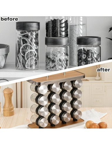 Organizador de Especias WYZJAZLE con 16 Tarros y Estante Vertical
