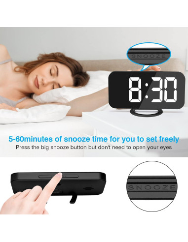Reloj Despertador Digital Sukeen Negro con Pantalla LED 15.7x8.4cm