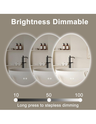 Espejo de Baño LED Antivaho 71x51 cm BuLife Retroiluminado