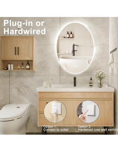 Espejo de Baño LED Antivaho 71x51 cm BuLife Retroiluminado