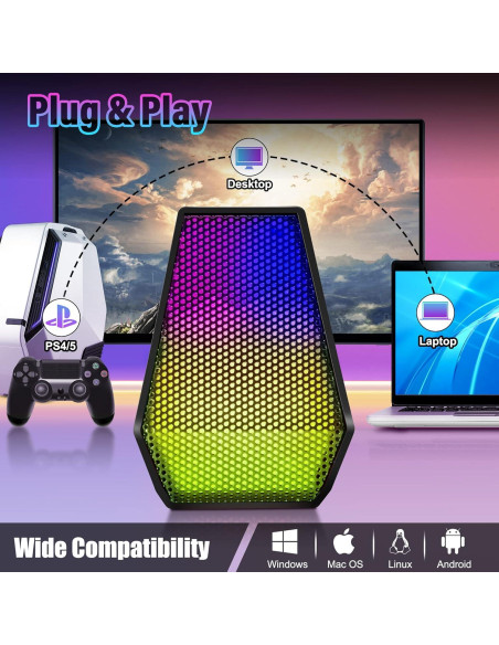 Micrófono USB Gaming TRELC U720, Condensador con RGB y Silencio Micrófono USB Gaming TRELC U720, Condensador con RGB y Silencio