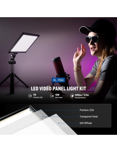 Panel de Luz LED Neewer NL-116AI 23cm Dimmable 3200K-5600K Panel de Luz LED Neewer NL-116AI 23cm Dimmable 3200K-5600K