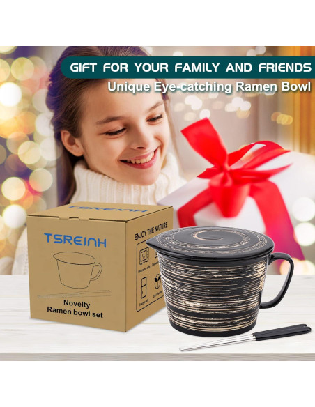 Juego de Tazones de Ramen Tsreinh Cerámica 850 ml Negro Juego de Tazones de Ramen Tsreinh Cerámica 850 ml Negro