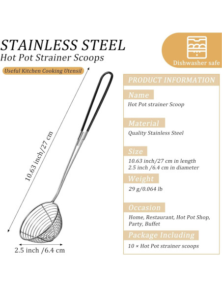 Cucharas Coladoras de Acero Inoxidable Geiserailie 4 Piezas Cucharas Coladoras de Acero Inoxidable Geiserailie 4 Piezas