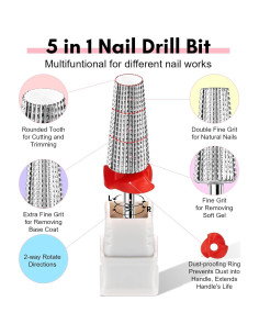 Makartt 5 en 1 Broca para Uñas de Carburo 2.38 mm - Profesional 2
