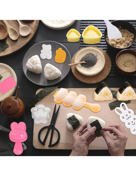 Juego de Moldes de Onigiri Machomby - 10 Piezas Coloridas Juego de Moldes de Onigiri Machomby - 10 Piezas Coloridas