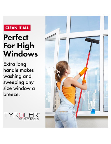 Limpiador de Ventanas Tyroler 2-en-1 con Raspador 30 cm - Mango Extensible 279 cm