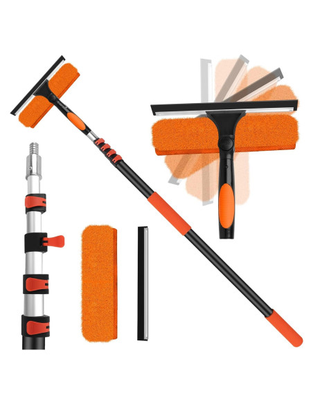 Kit de limpieza de ventanas 2 en 1 ACTREY 6.1m con palo telescópico Kit de limpieza de ventanas 2 en 1 ACTREY 6.1m con palo telescópico