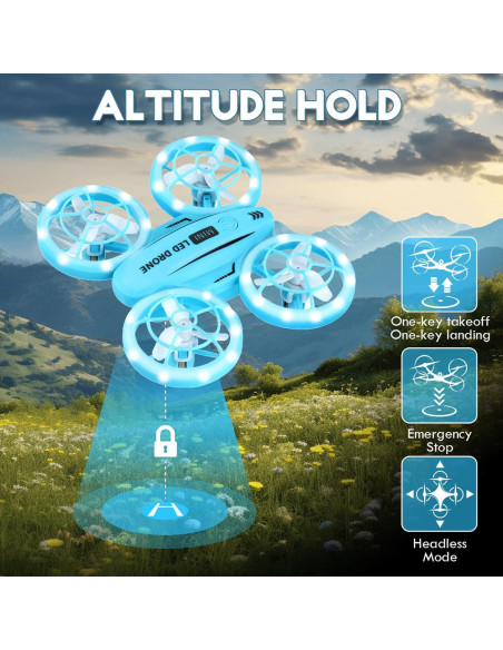 Mini Drone GoolRC M2 Azul RC LED para Niños con Volteretas Mini Drone GoolRC M2 Azul RC LED para Niños con Volteretas
