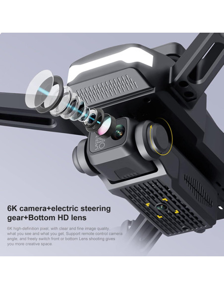 Dron Hylukon 6K Plegable con Evitación de Obstáculos y 2 Baterías