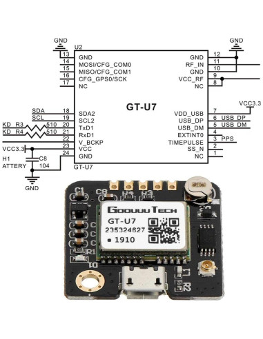 Módulo GPS Doudou GT-U7 Alta Sensibilidad 3.6V-5V