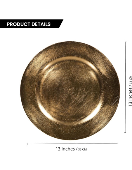 Plato Cargador Palais Dinnerware 33 cm Dorado Cepillado (Juego de 4) Plato Cargador Palais Dinnerware 33 cm Dorado Cepillado (Juego de 4)