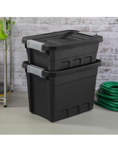 Contenedores de Plástico Sterilite 15.14L 6-Pack Apilables Negro