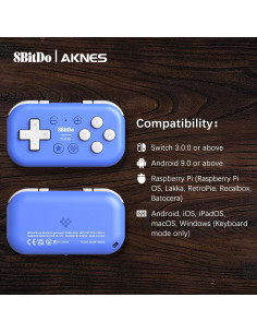 Controlador Bluetooth AKNES Mini Pocket para Switch y Android - Azul 2