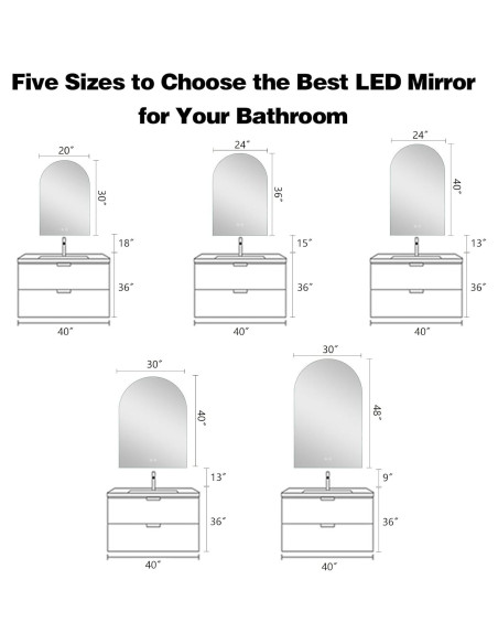 Espejo de Baño Iluminado LED Niccy Arco 76.2x50.8 cm Negro Espejo de Baño Iluminado LED Niccy Arco 76.2x50.8 cm Negro