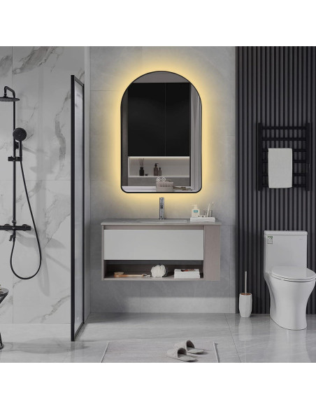Espejo de Baño Iluminado LED Niccy Arco 76.2x50.8 cm Negro Espejo de Baño Iluminado LED Niccy Arco 76.2x50.8 cm Negro