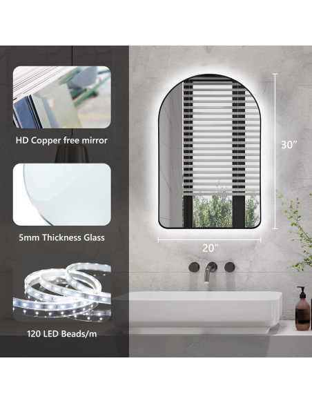 Espejo de Baño Iluminado LED Niccy Arco 76.2x50.8 cm Negro Espejo de Baño Iluminado LED Niccy Arco 76.2x50.8 cm Negro