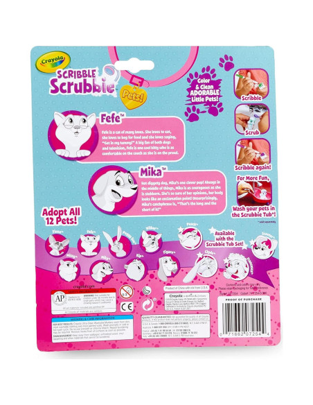 Crayola Scribble Scrubbie Mascotas 2 Piezas, Perro y Gato Crayola Scribble Scrubbie Mascotas 2 Piezas, Perro y Gato