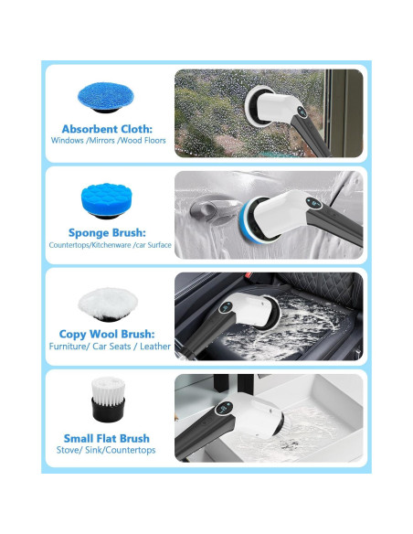 Limpiador Eléctrico de Baño VTT con 8 Cabezas y Pantalla LCD Limpiador Eléctrico de Baño VTT con 8 Cabezas y Pantalla LCD