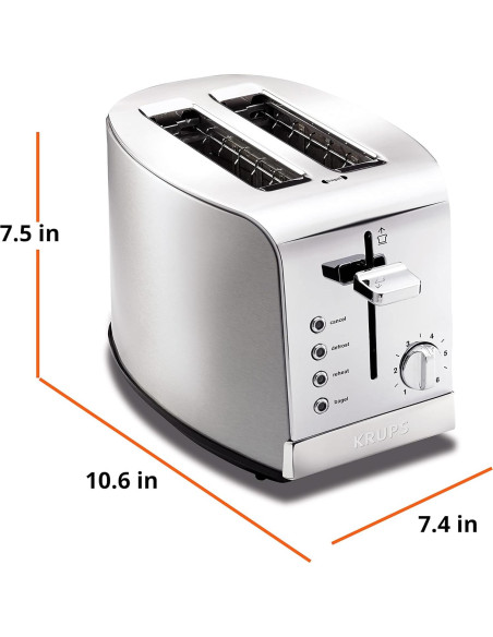Tostadora KRUPS 2 Rebanadas Acero Inoxidable 1200W Plata Tostadora KRUPS 2 Rebanadas Acero Inoxidable 1200W Plata