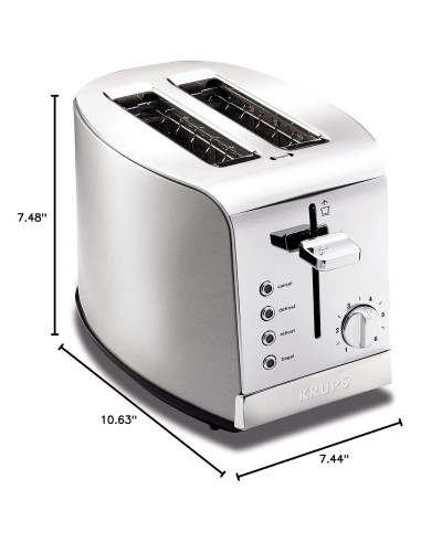 Tostadora KRUPS 2 Rebanadas Acero Inoxidable 1200W Plata