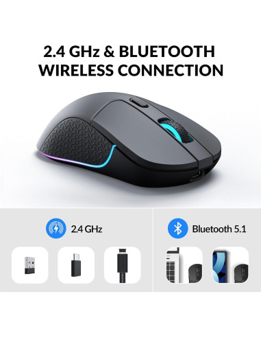 Mouse Inalámbrico Keychron M3, 26000 DPI, Ergonómico, Negro