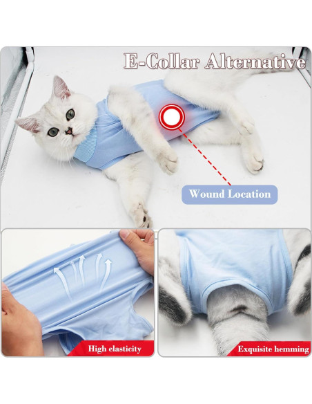 Traje de Recuperación Quirúrgica para Gatos Kodervo Azul Pequeño Traje de Recuperación Quirúrgica para Gatos Kodervo Azul Pequeño