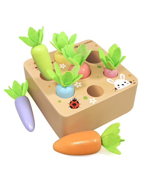 Juguete Montessori KMTJT Cosecha de Zanahorias de Madera 1-3 Años Juguete Montessori KMTJT Cosecha de Zanahorias de Madera 1-3 Años