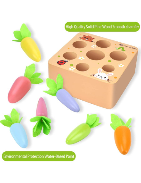 Juguete Montessori KMTJT Cosecha de Zanahorias de Madera 1-3 Años Juguete Montessori KMTJT Cosecha de Zanahorias de Madera 1-3 Años