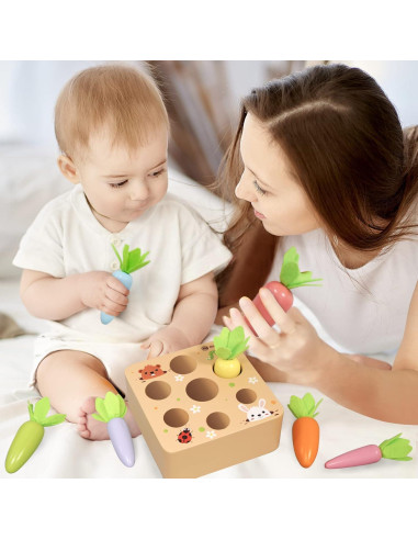 Juguete Montessori KMTJT Cosecha de Zanahorias de Madera 1-3 Años