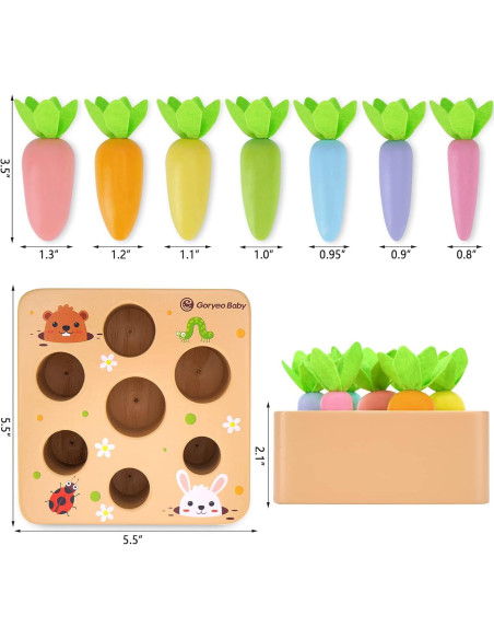 Juguete Montessori KMTJT Cosecha de Zanahorias de Madera 1-3 Años Juguete Montessori KMTJT Cosecha de Zanahorias de Madera 1-3 Años