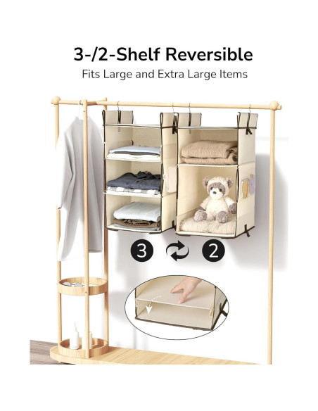 Organizador de Closet Colgante ULG 2 Paquetes Beige 30.5x30.5x139.7cm Organizador de Closet Colgante ULG 2 Paquetes Beige 30.5x30.5x139.7cm