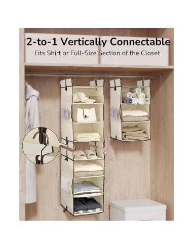 Organizador de Closet Colgante ULG 2 Paquetes Beige 30.5x30.5x139.7cm