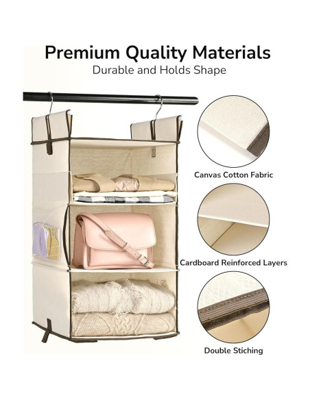 Organizador de Closet Colgante ULG 2 Paquetes Beige 30.5x30.5x139.7cm Organizador de Closet Colgante ULG 2 Paquetes Beige 30.5x30.5x139.7cm