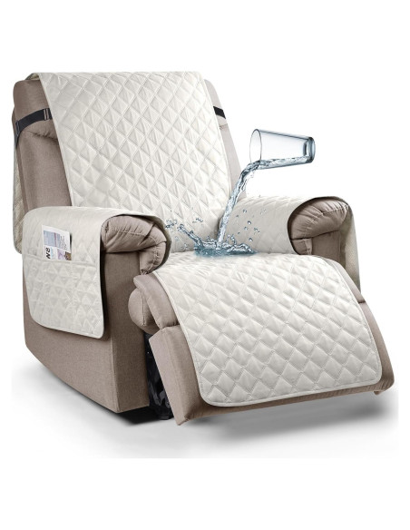 Funda Sillón Reclinable Ruaozz 100% Impermeable Beige 58.4 cm Funda Sillón Reclinable Ruaozz 100% Impermeable Beige 58.4 cm