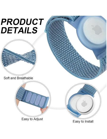 Pulsera de Nylon Ajustable Meliya para AirTag Niños Azul Pulsera de Nylon Ajustable Meliya para AirTag Niños Azul