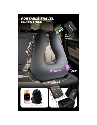 Almohada Inflable de Viaje Mixtrend para Niños y Adultos - Soporte Cuello Verde