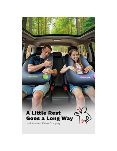 Almohada Inflable de Viaje Mixtrend para Niños y Adultos - Soporte Cuello Verde